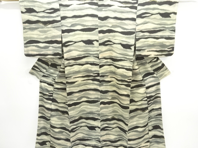 JAPANESE KIMONO / ANTIQUE KIMONO / SILK / MON KINSHA / MIST